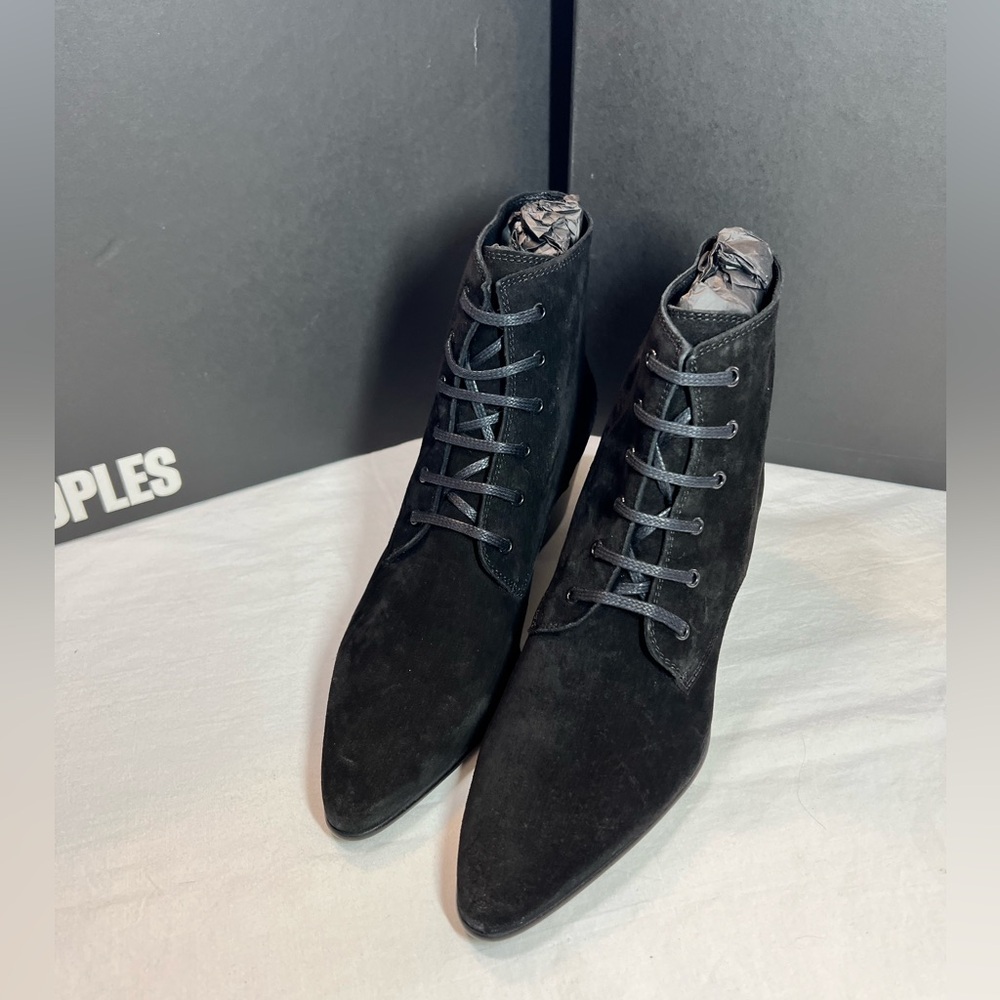 The Kooples Black Suede Ladies Boots lace up size US 5